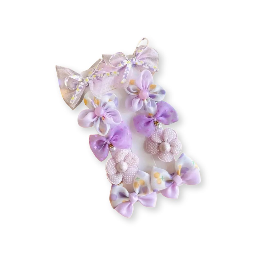 Lot 10 pinces à cheveux bébé filles avec fleurs & nœuds – 1 à 3 ans Violet - Chic & Coquette