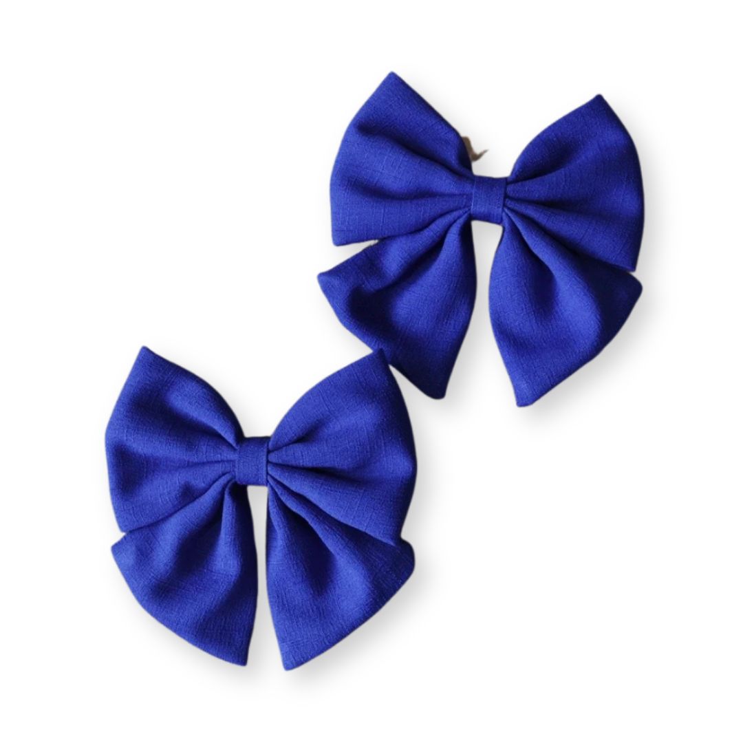 Barrette bébé grand nœud papillon en lin – 10 coloris unis Blanc cassé - Chic & Coquette