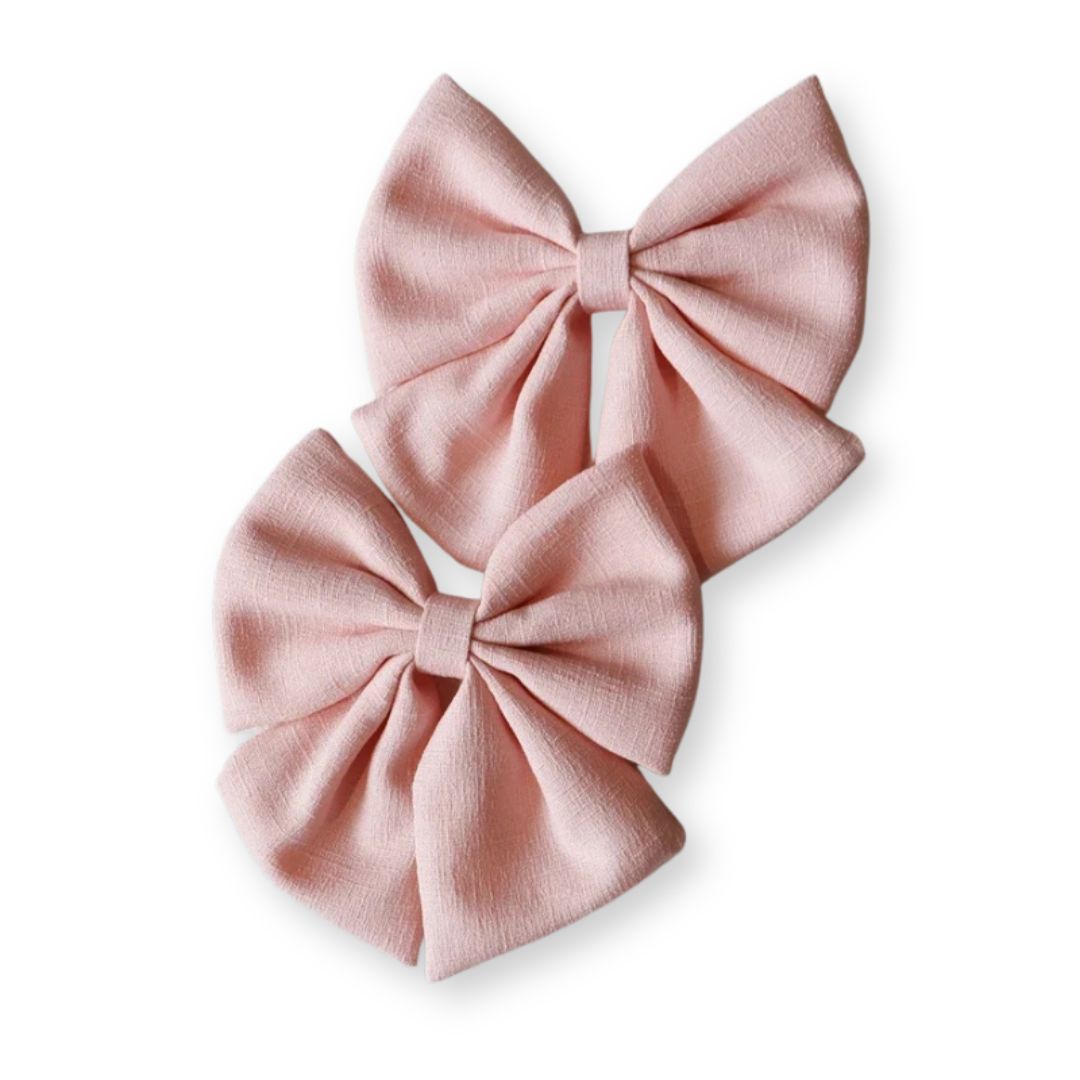 Barrette bébé – Grand nœud papillon en lin - Chic & Coquette