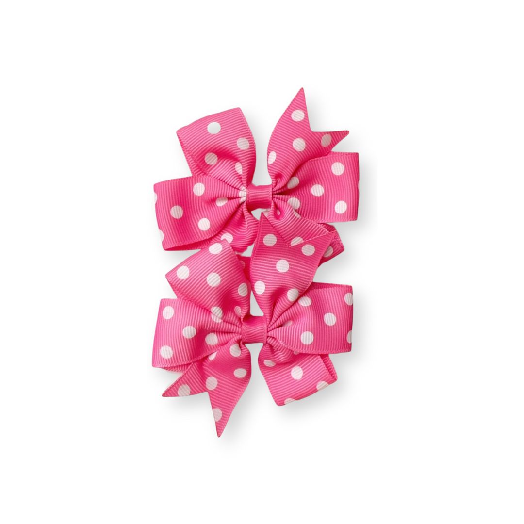 Lot 2 barrettes bébé fille à nœuds imprimés pois blancs – âge 1-3 ans Rose - Chic & Coquette