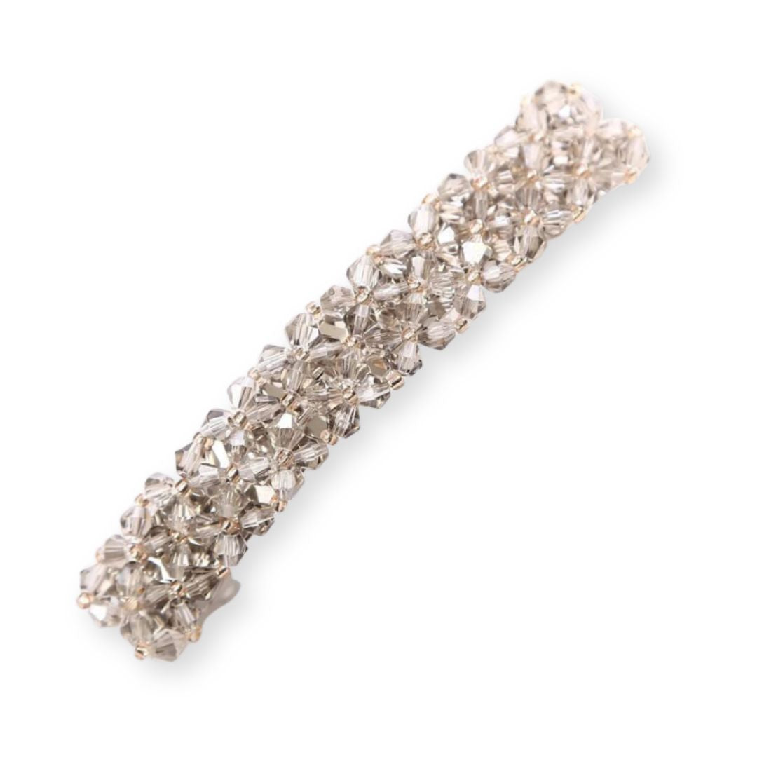 Barrette en cristal strass et perles brillantes – 8,5 cm Bleu marine - Chic & Coquette