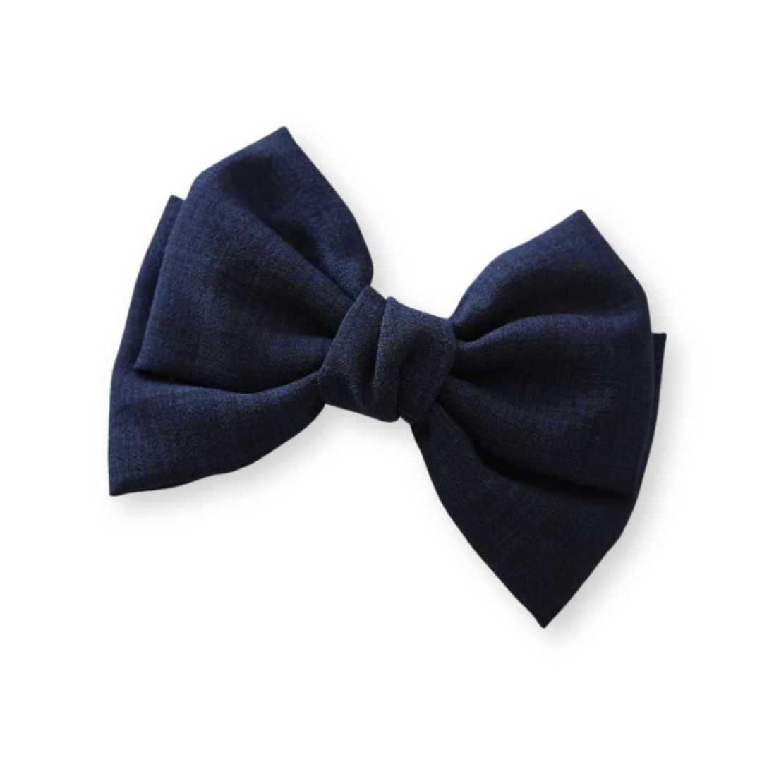 Barrette cheveux avec grand noeud papillon XXL en lin Vert - Chic & Coquette