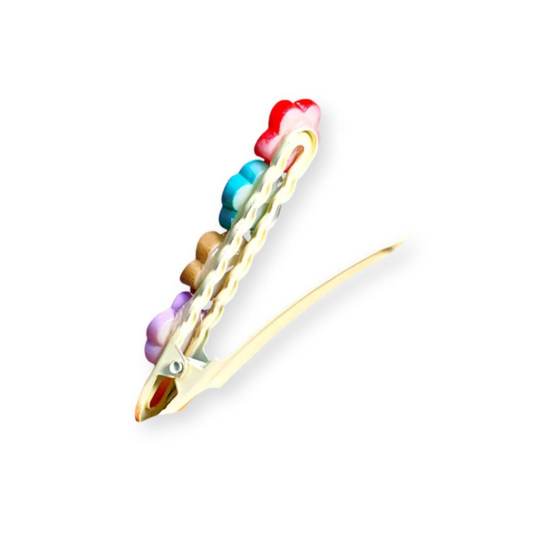 Aperçu de la barrette cheveux mini fleurs colorées ouverte - Chic & Coquette