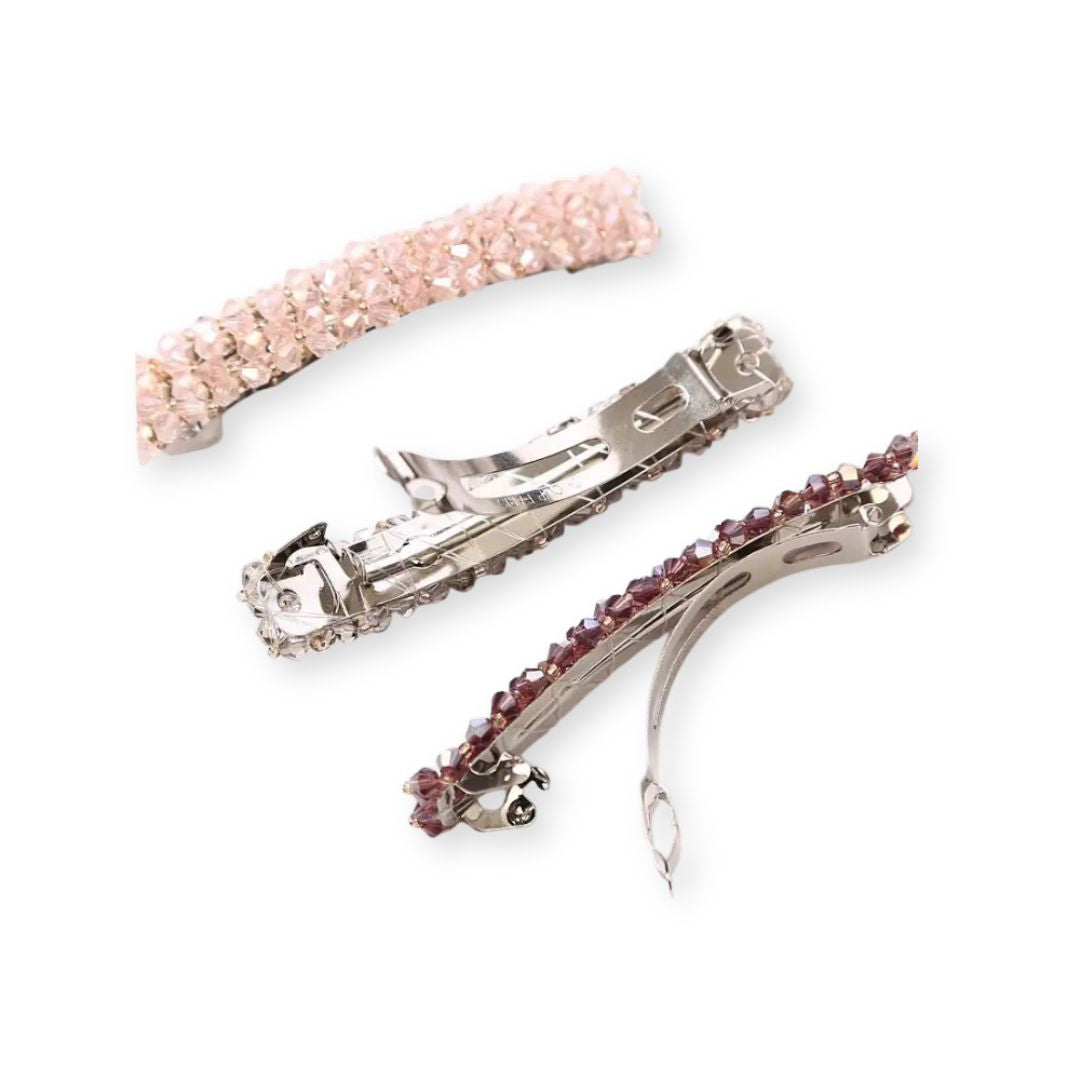 Barrette en cristal strass et perles brillantes – 8,5 cm Rose - Chic & Coquette