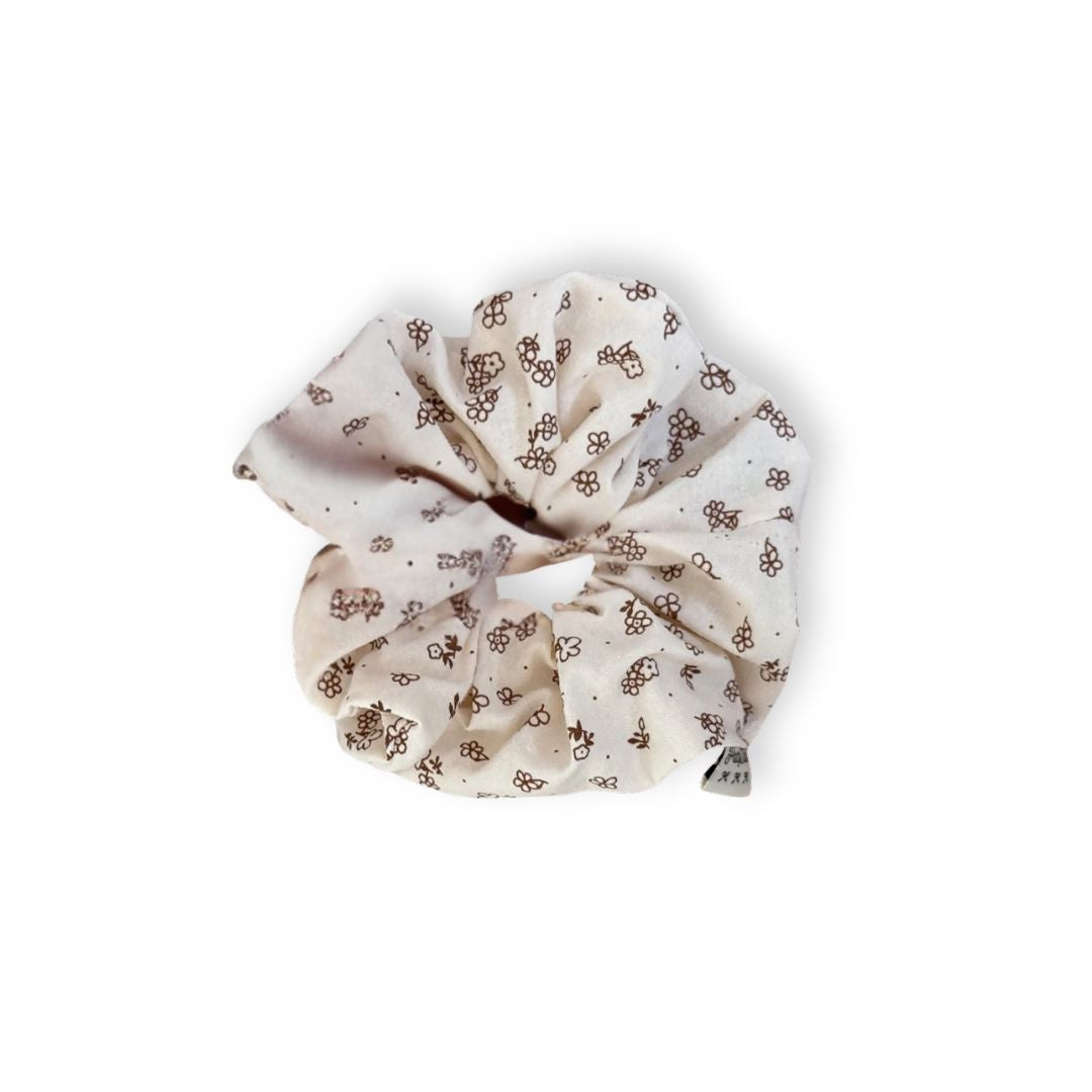 Chouchou cheveux petites fleurs imprimées – Style coréen Fleurs marron - Chic & Coquette