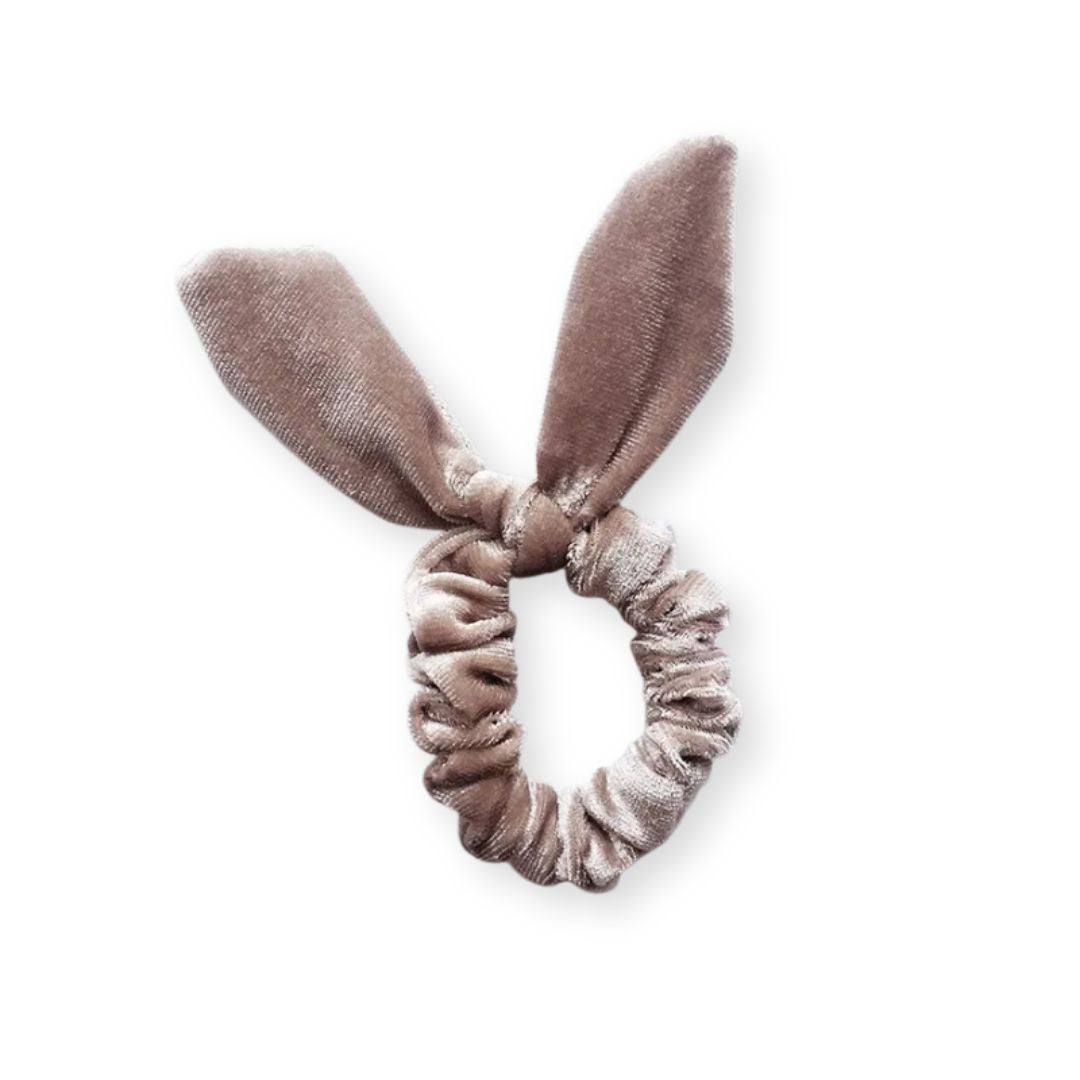 Chouchou en velours avec noeud d'oreilles de lapin Café - Chic & Coquette