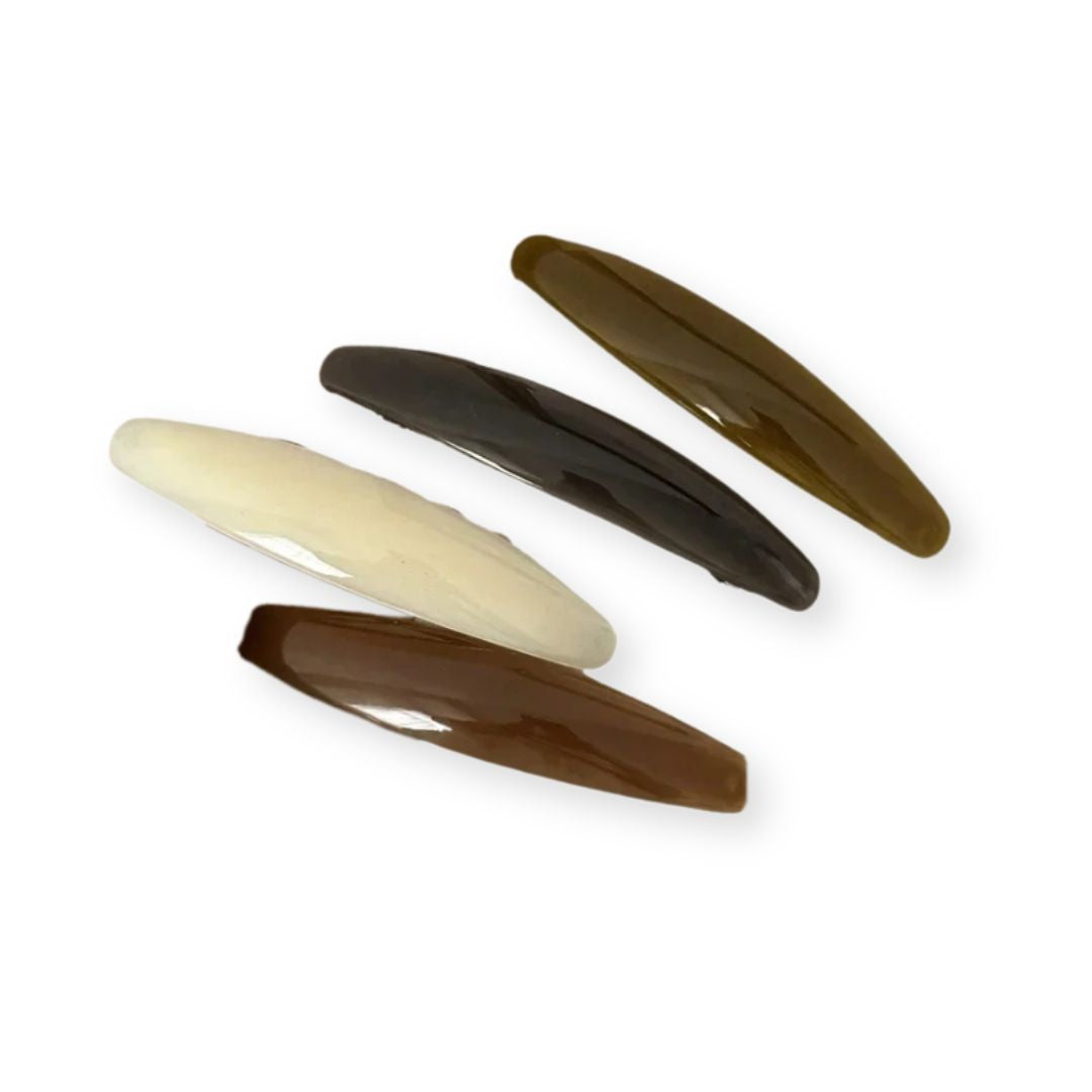 Barrette cheveux ovale brillant en résine acrylique – 4 coloris Marron - Chic & Coquette