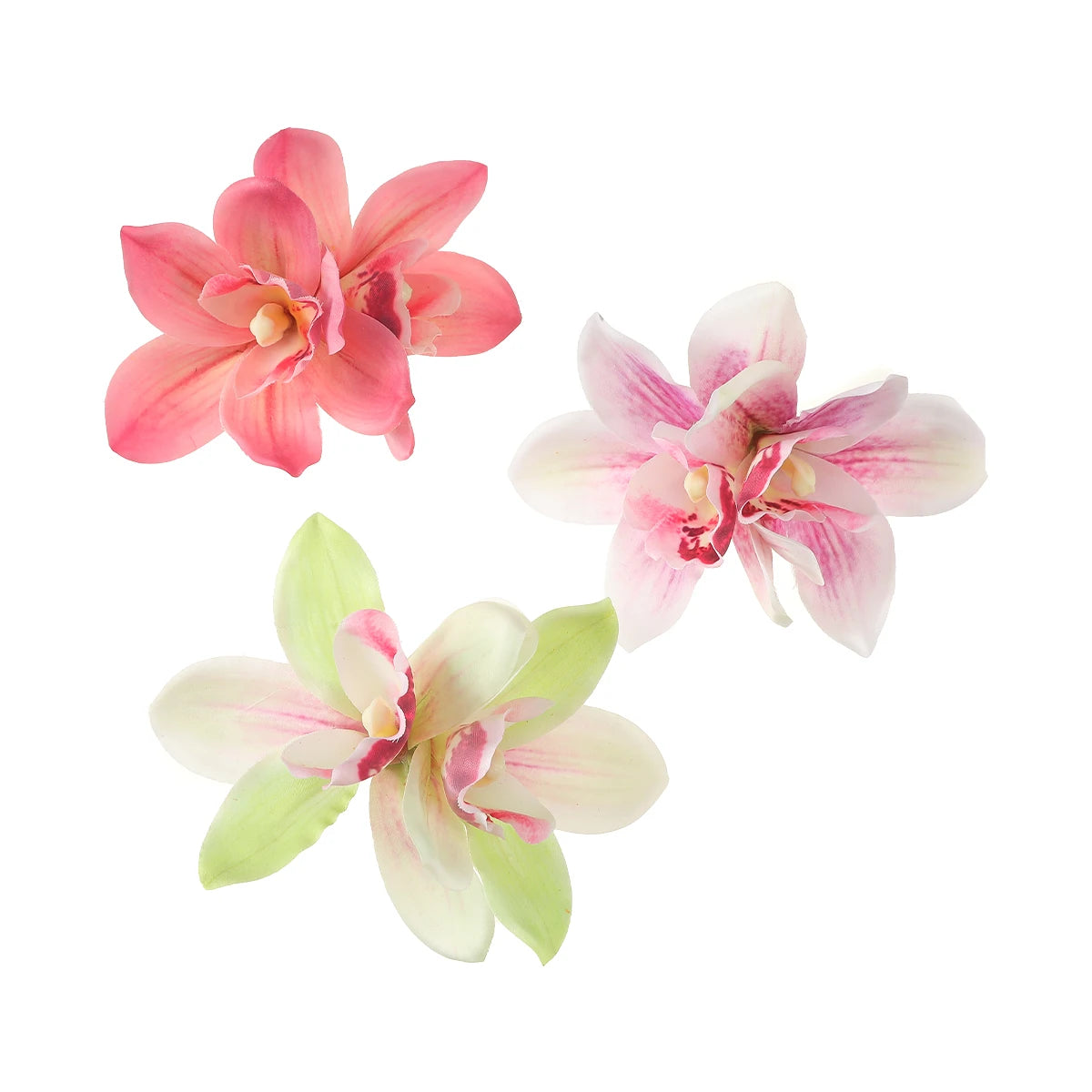 Pince à cheveux fleurs d’orchidées en tissu Vert - Chic & Coquette