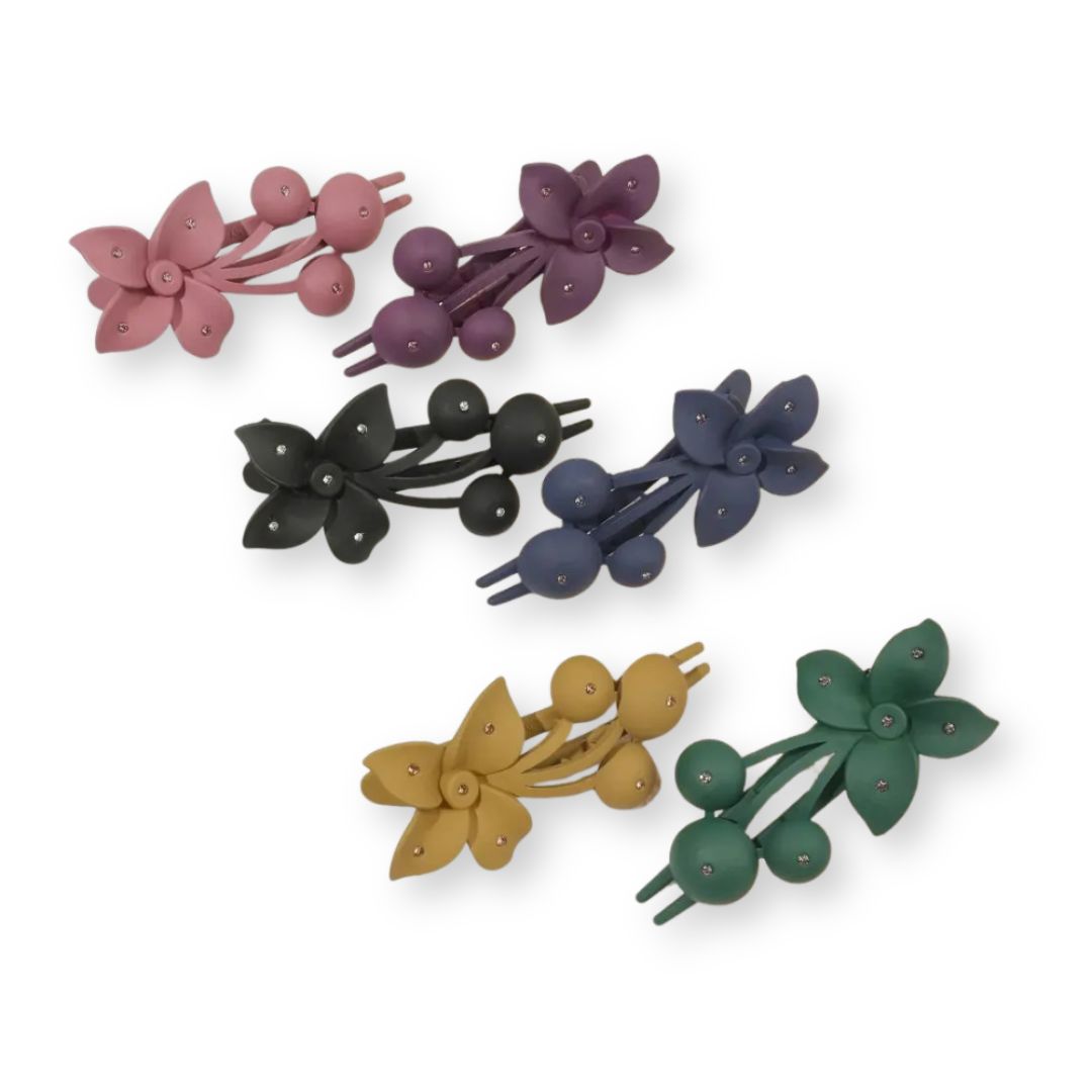 Pince à cheveux fleur mat en acrylique – Bec canard 10,5 cm Vert - Chic & Coquette