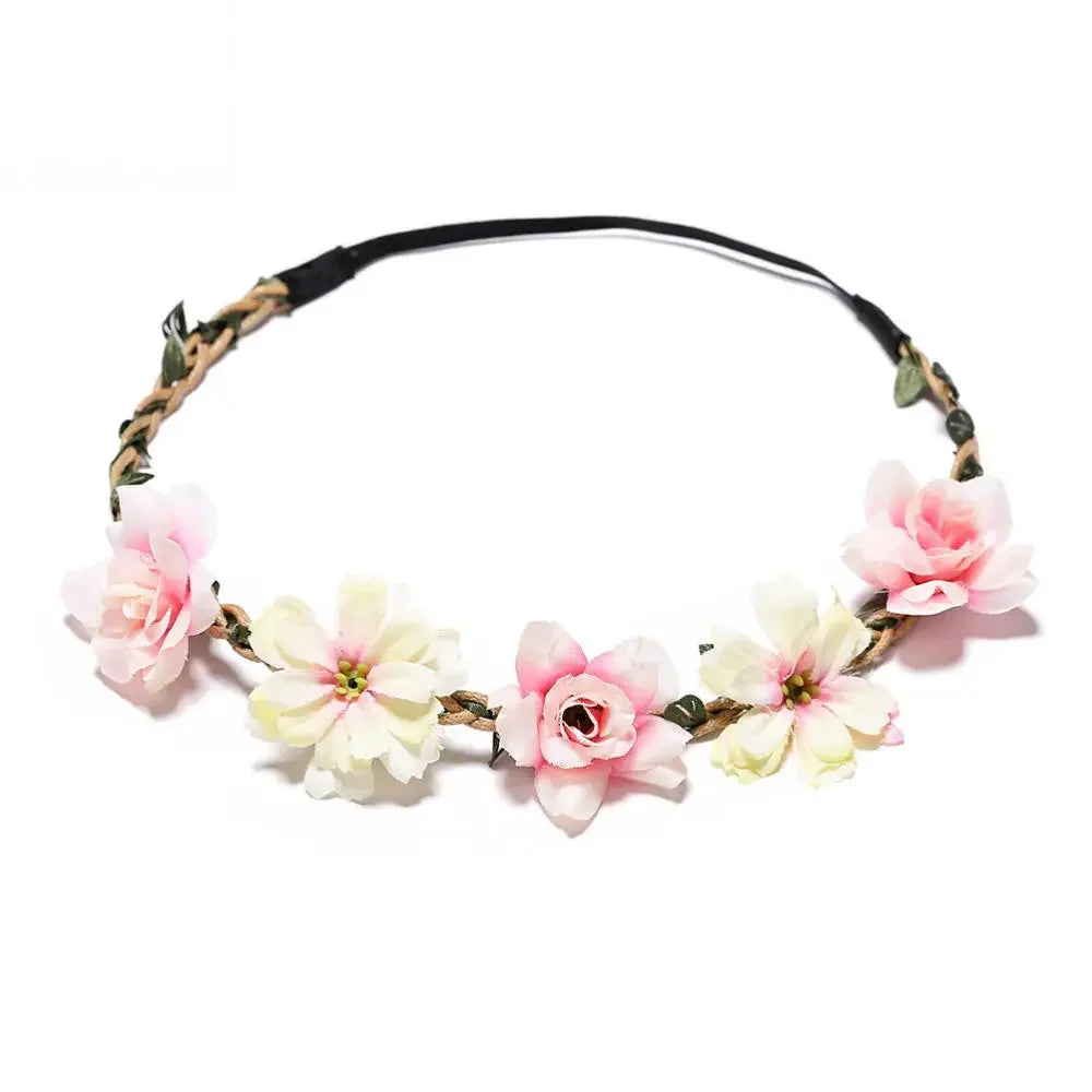 couronne de fleurs aurora rose et blanc