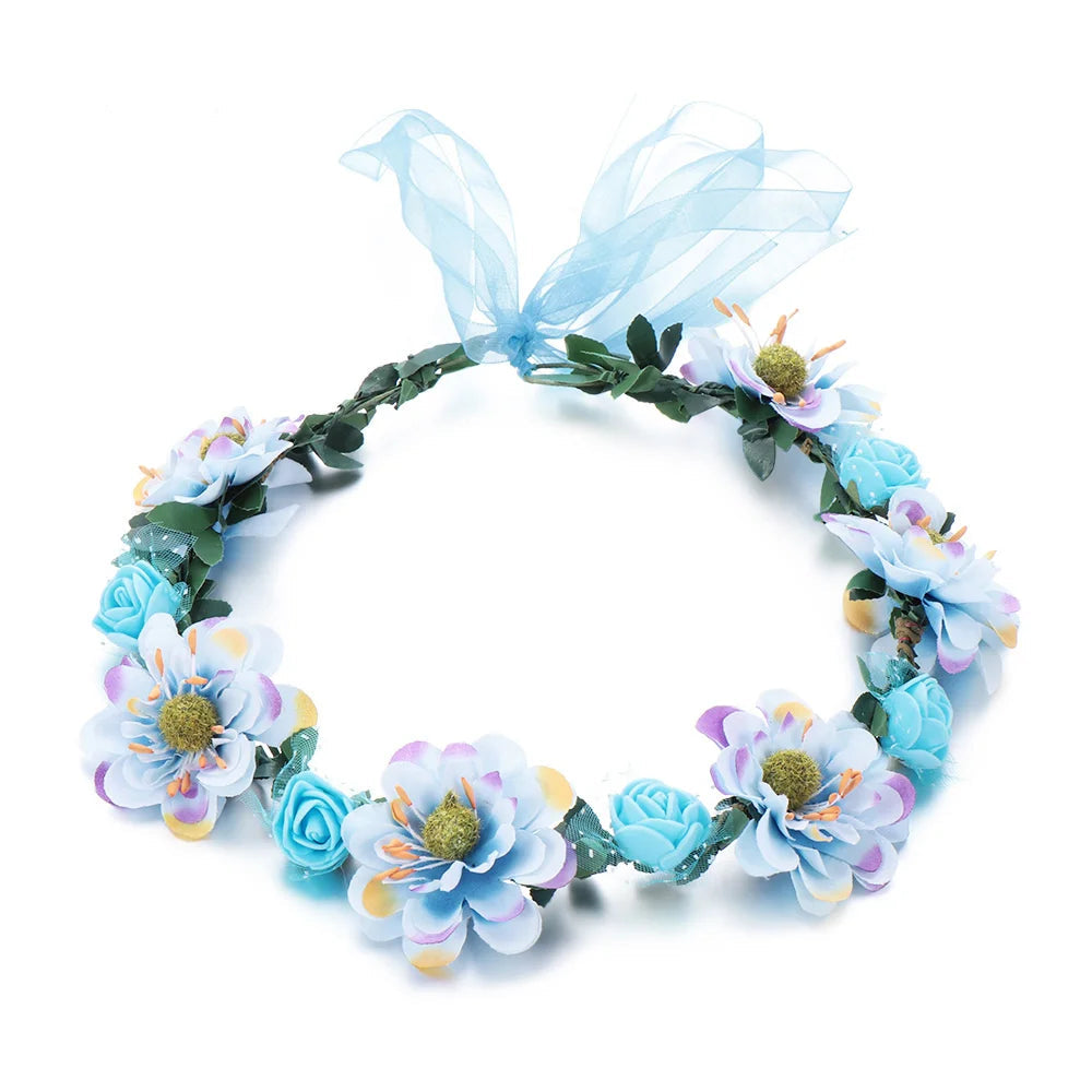 couronne de fleurs bohémya bleu