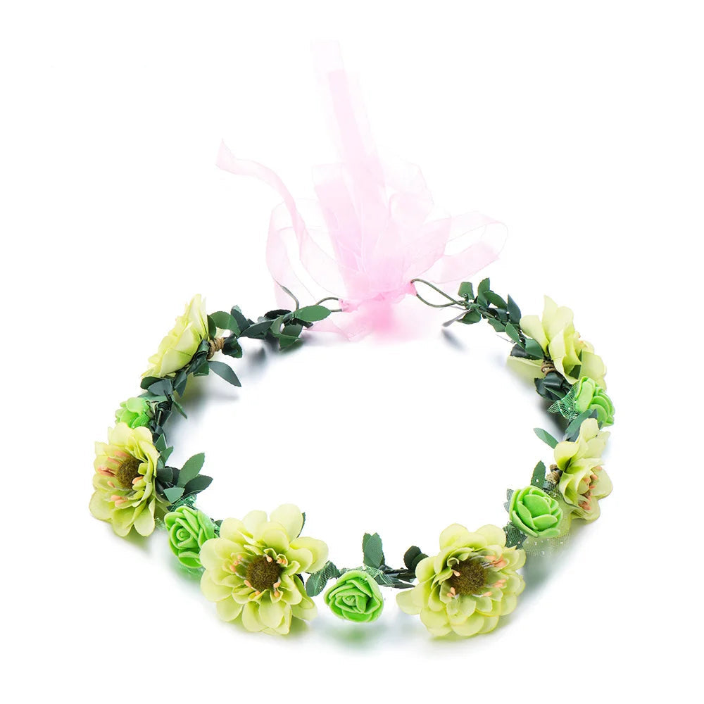 couronne de fleurs bohémya vert