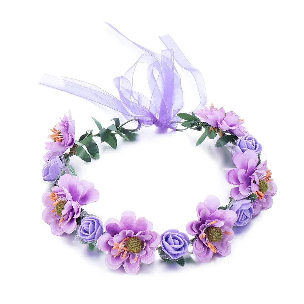 couronne de fleurs bohémya violet