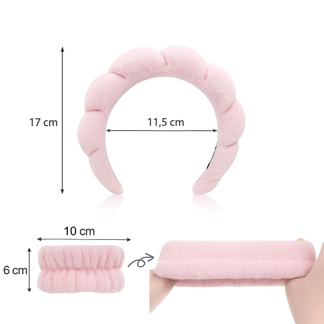 Dimension du serre-tête éponge et des bracelets absorbants