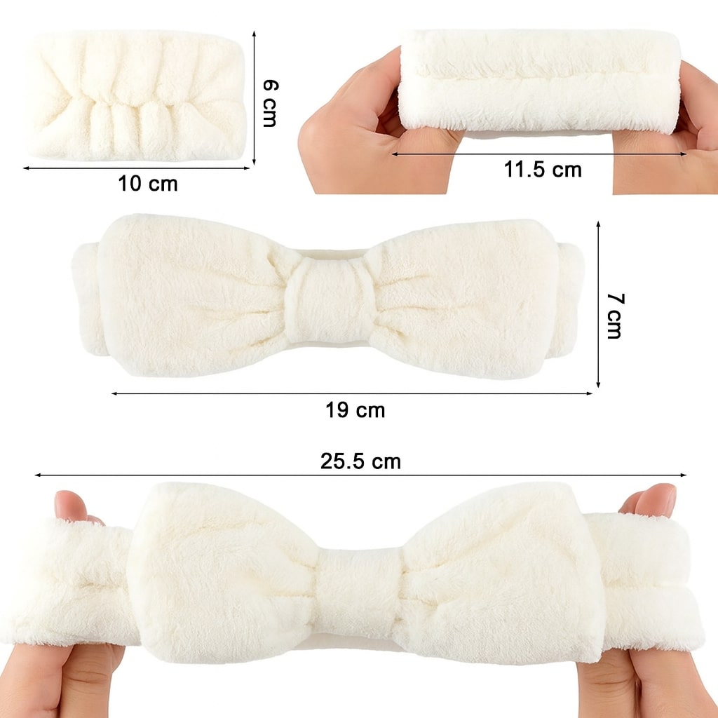 Dimensions du bandeau soin visage et des bracelets absorbants