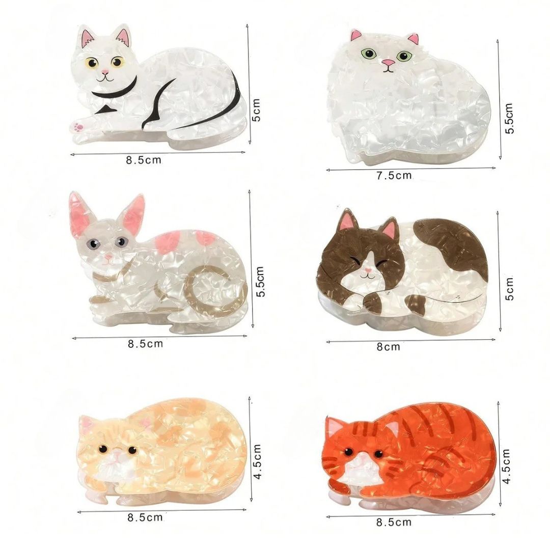 Dimension des petites pinces cheveux chat en acrylique - Chic & Coquette