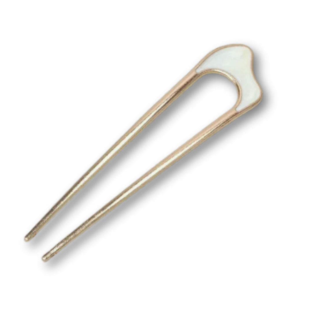 Épingle à Cheveux Écume en métal dorée pour chignon – Chic & Coquette Blanc - Chic & Coquette