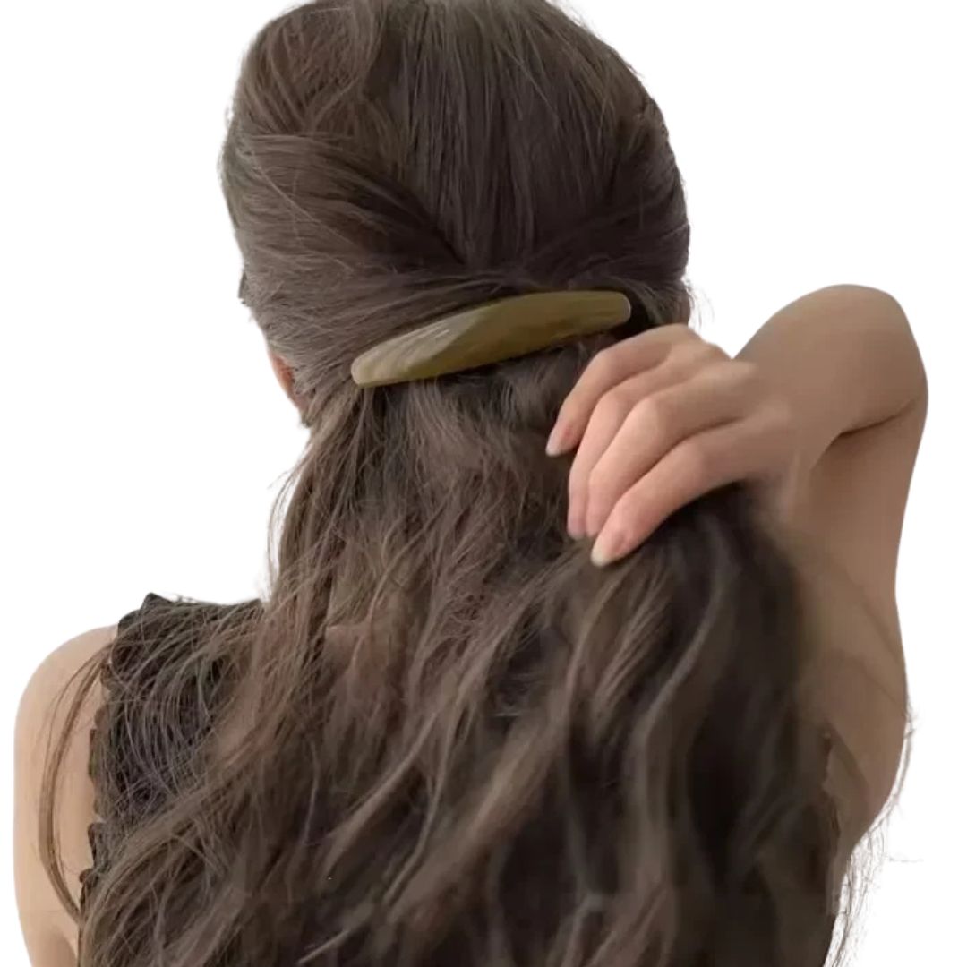 Barrette cheveux ovale brillant en résine acrylique – 4 coloris Gris - Chic & Coquette