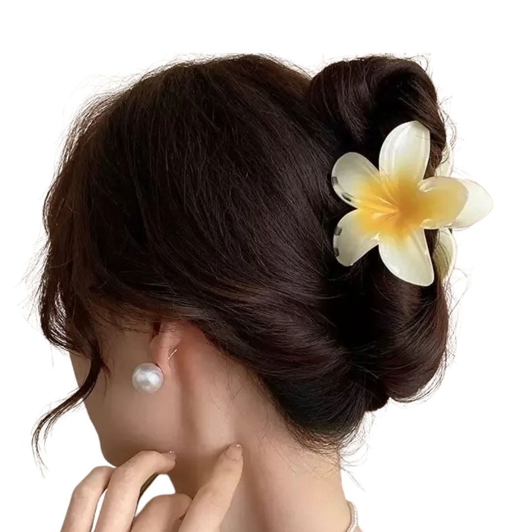 Lot de 3 pinces à cheveux fleurs d’été blanches et colorées, tendance Orange - Chic & Coquette