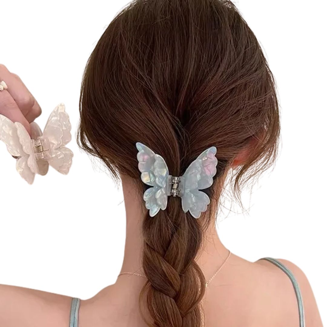 Pince à cheveux papillon en acétate nacré Saumon - Chic & Coquette