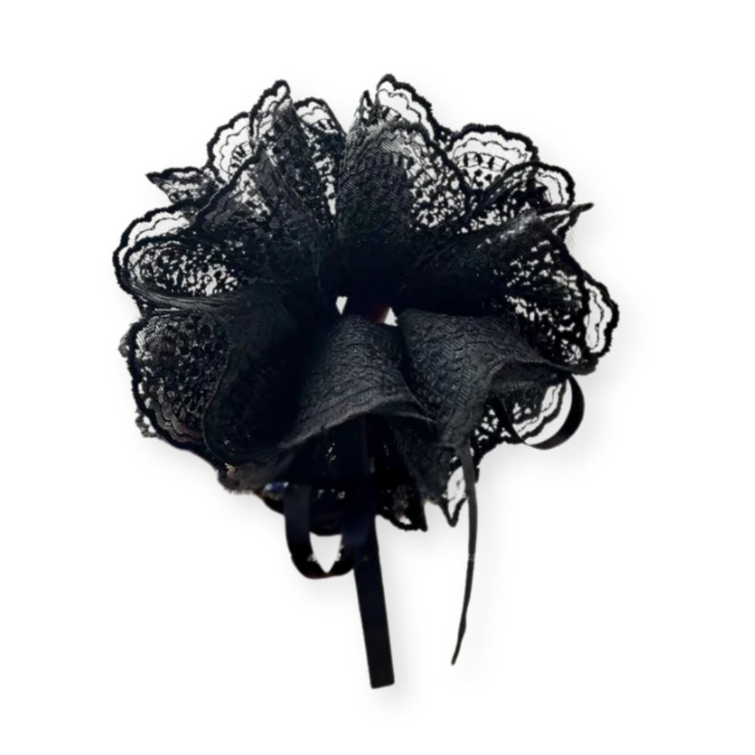 Gros chouchou satiné fil de soie Noir - Chic & Coquette