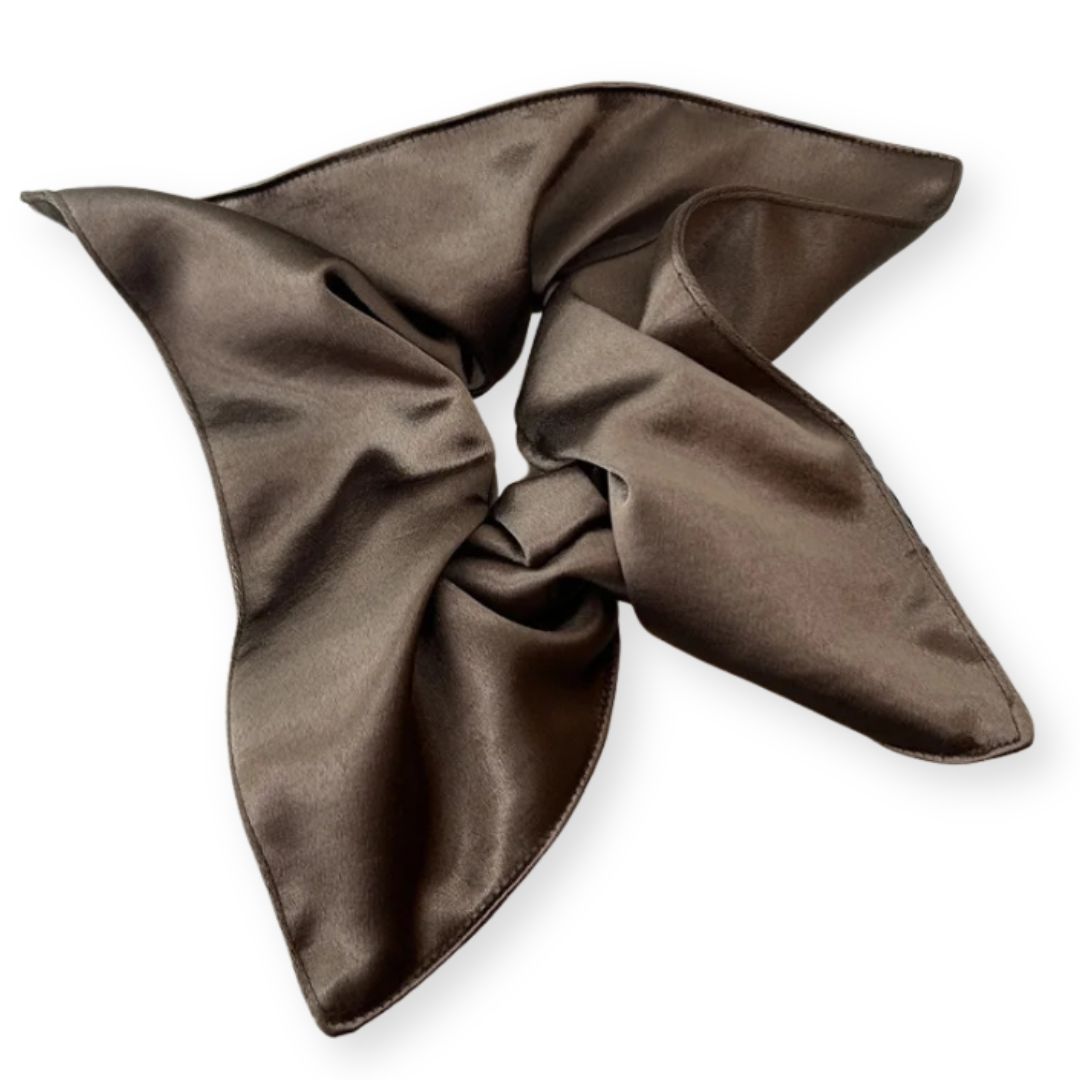 Chouchou XXL carré en satin Marron - Chic & Coquette