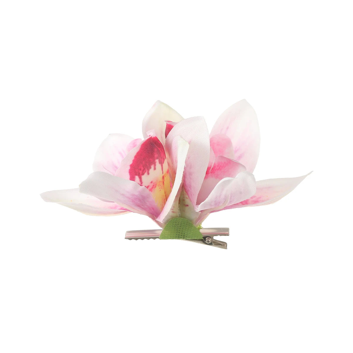 Pince à cheveux fleurs d’orchidées en tissu Rose 2 - Chic & Coquette