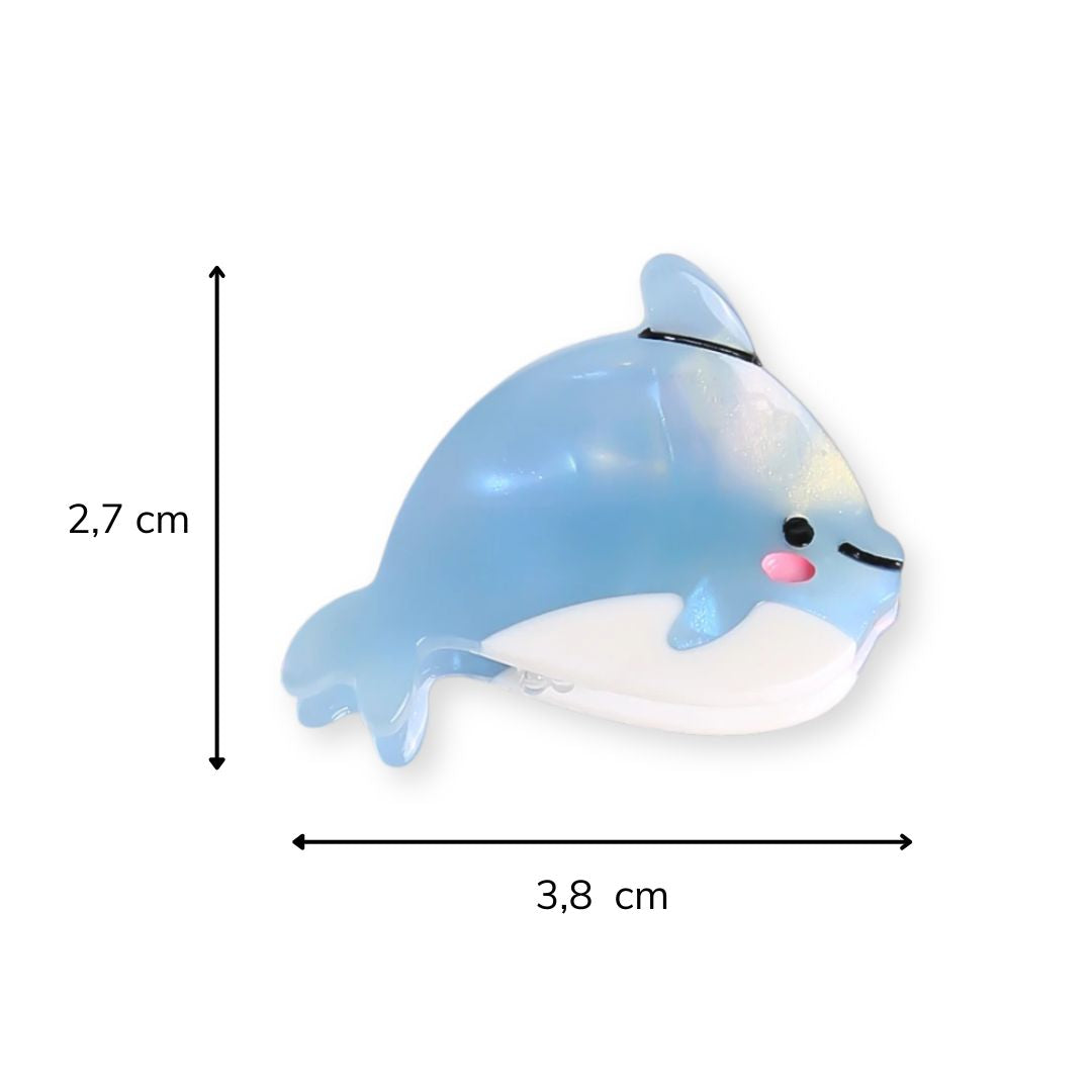 dimensions de la petite pince cheveux dauphin en acétate