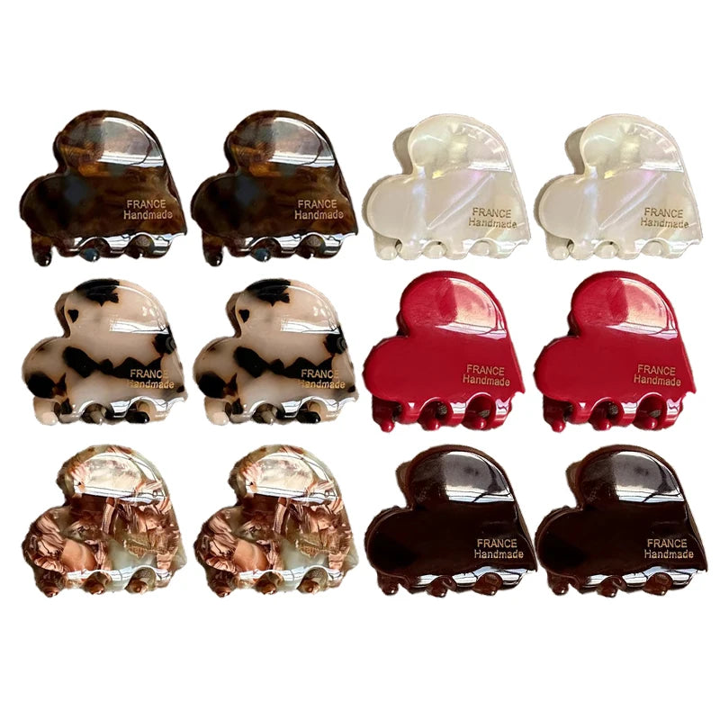 Lot de 12 mini pinces à cheveux coeur en acétate - Chic & Coquette