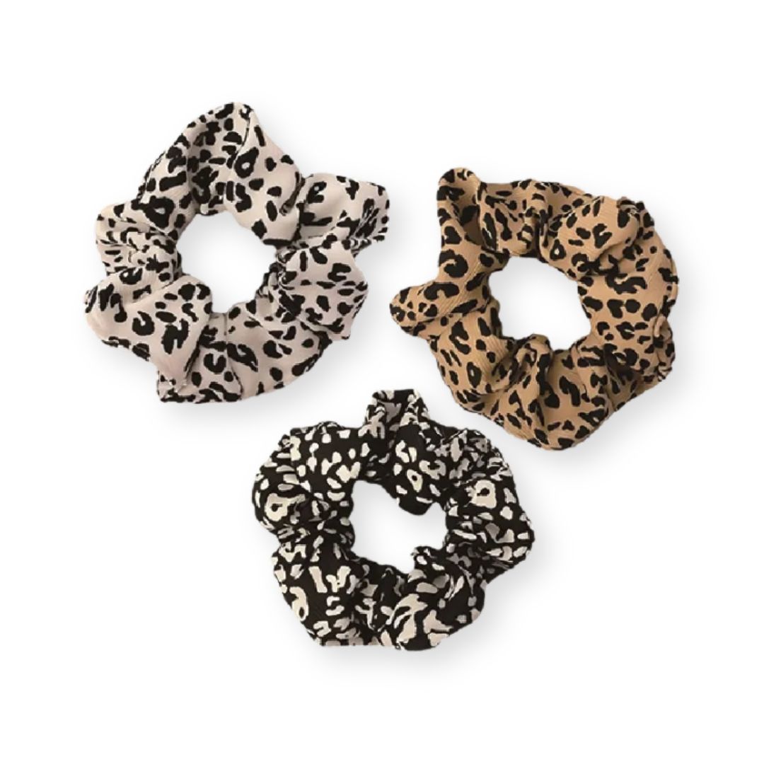 Lot de 3 chouchous léopard sauvage tacheté en tissu épais - Chic & Coquette