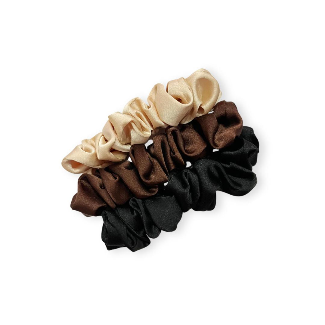Mini chouchou élastique en soie – Lot de 3 pièces Colorés 3 - Chic & Coquette