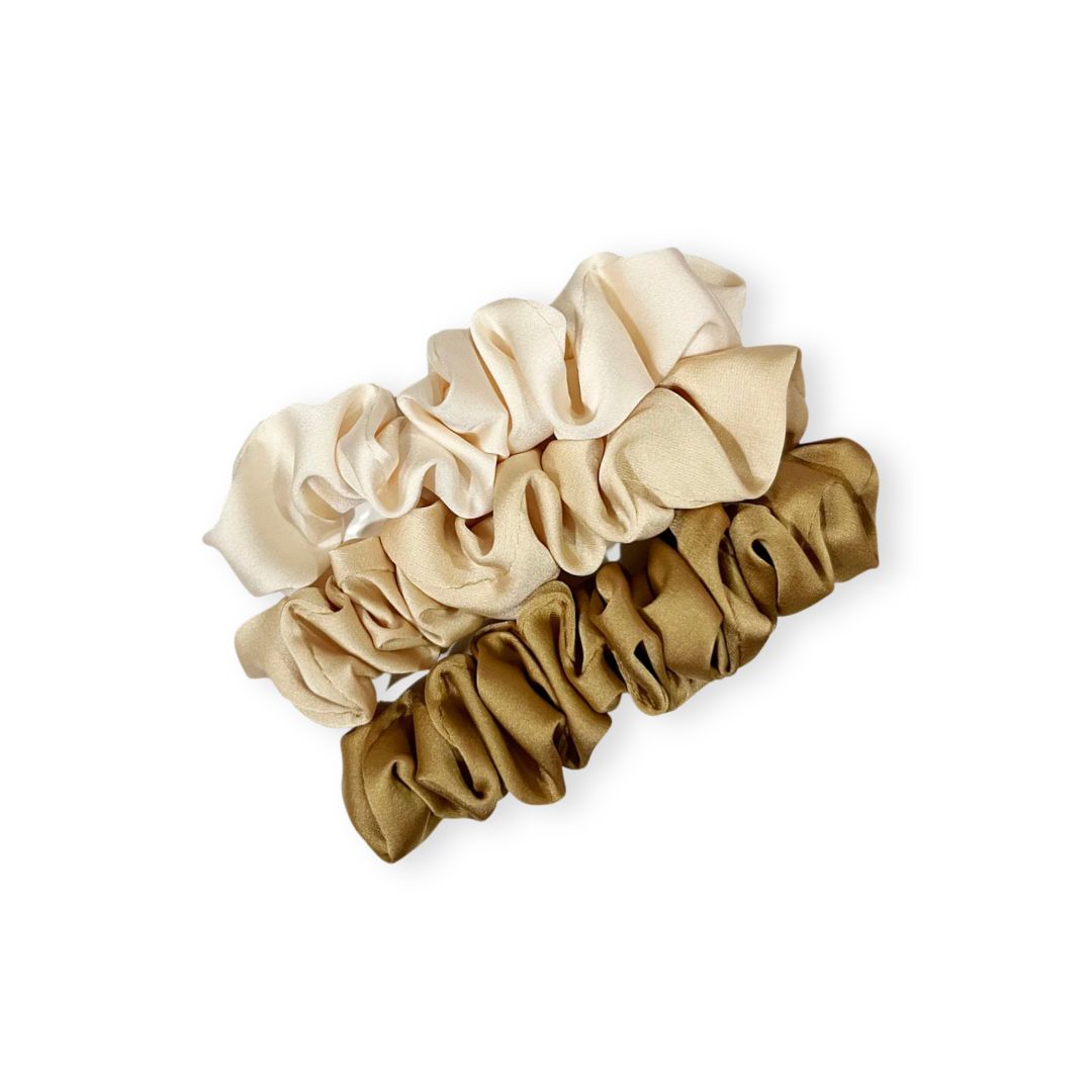 Mini chouchou élastique en soie – Lot de 3 pièces Colorés 2 - Chic & Coquette