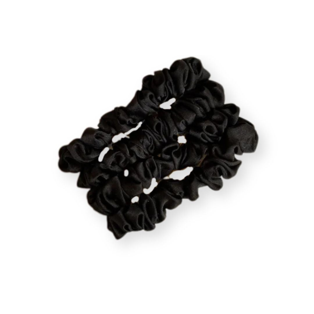 Lot de 4 mini chouchou élastique cheveux en soie Noir - Chic & Coquette