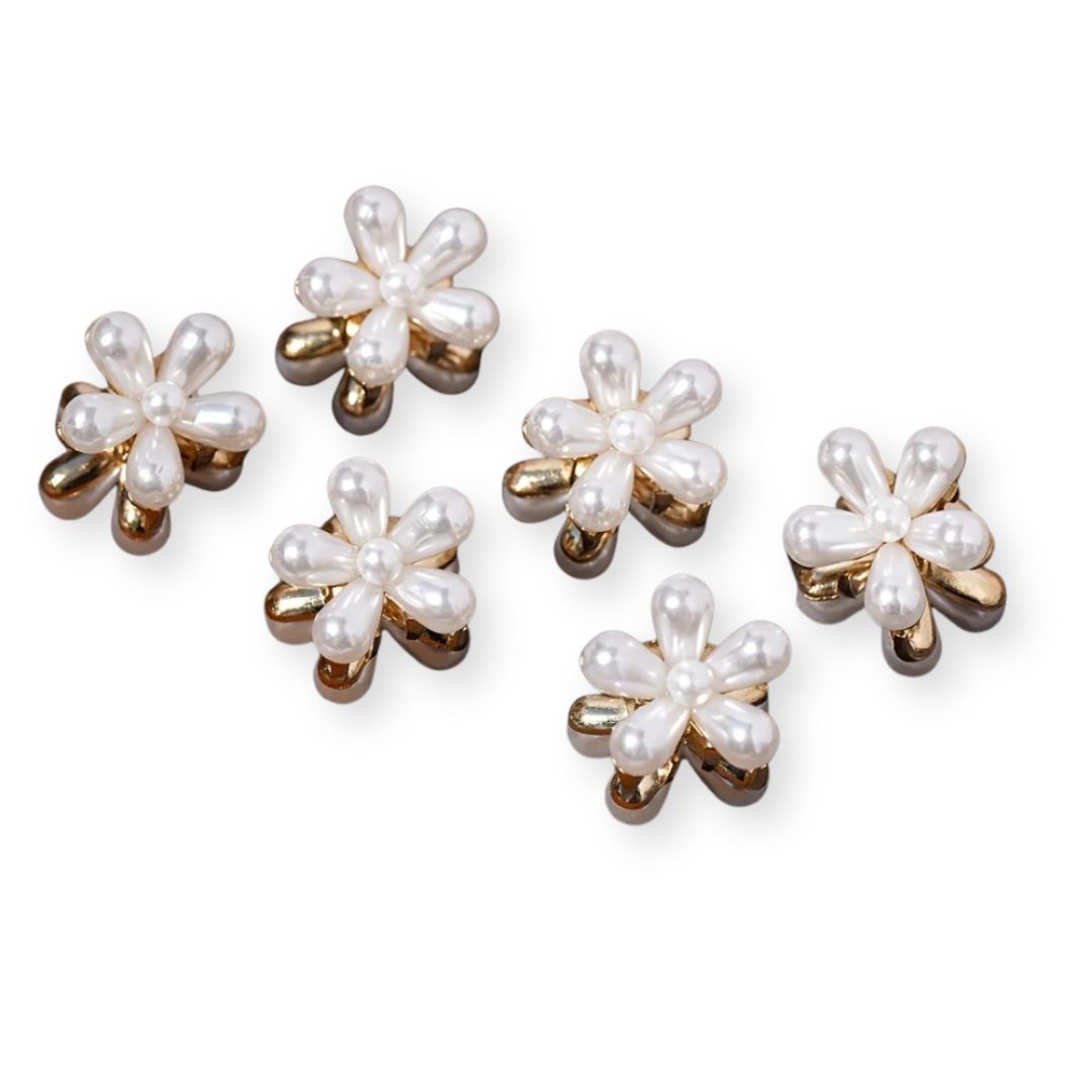 Petites pinces à cheveux fleurs perles colorées – Lot de 3 ou 6 Perle - Chic & Coquette