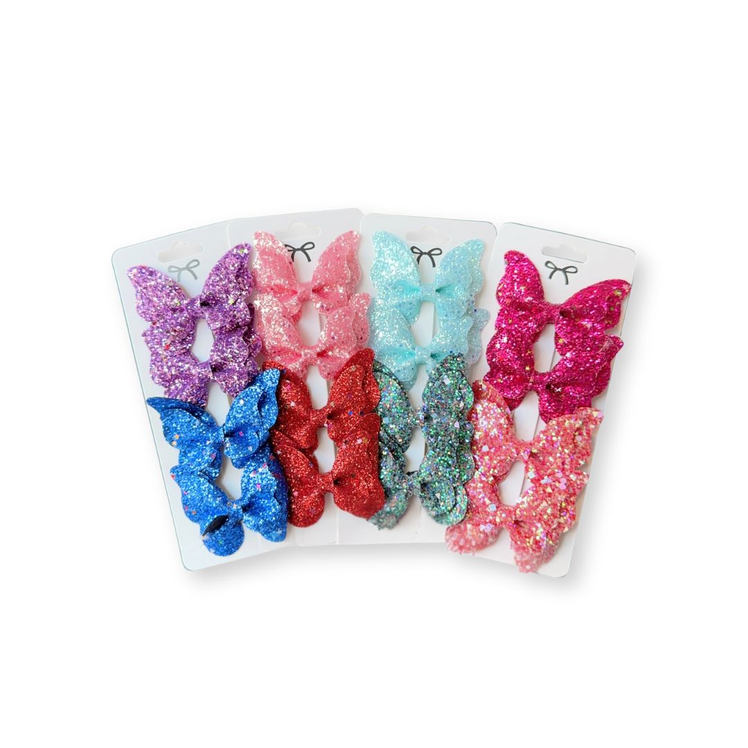 4 barrettes bébé fille nœud papillon brillant à paillettes 1 - Chic & Coquette