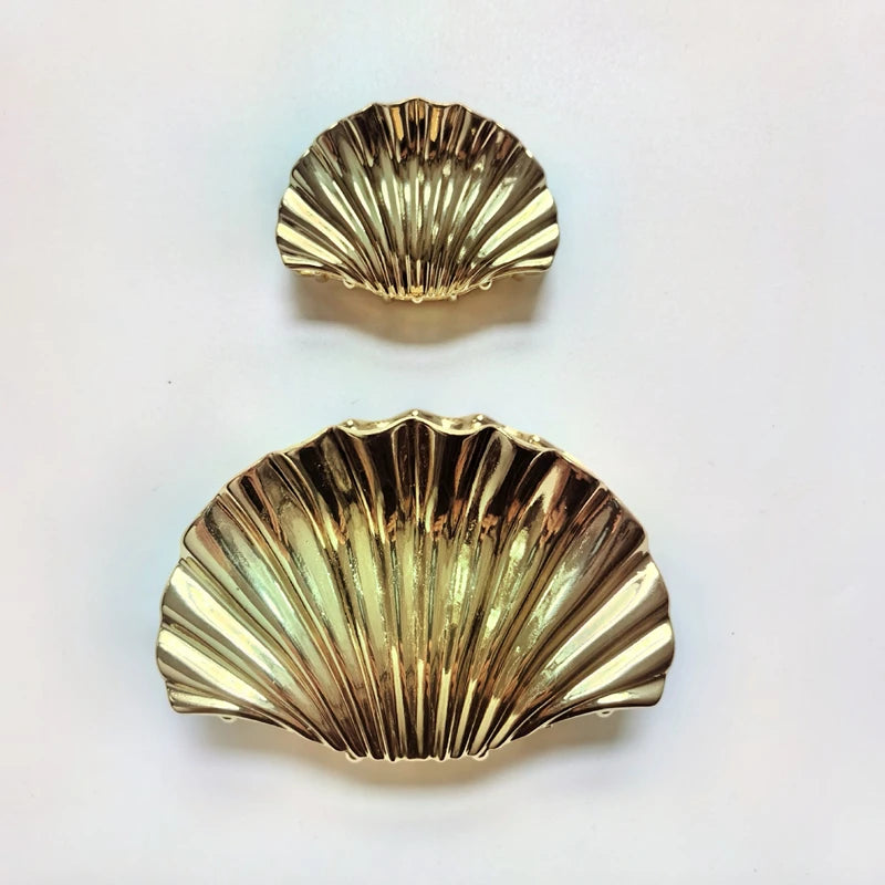 Pince à cheveux coquillage métal brillant Argent petit - Chic & Coquette