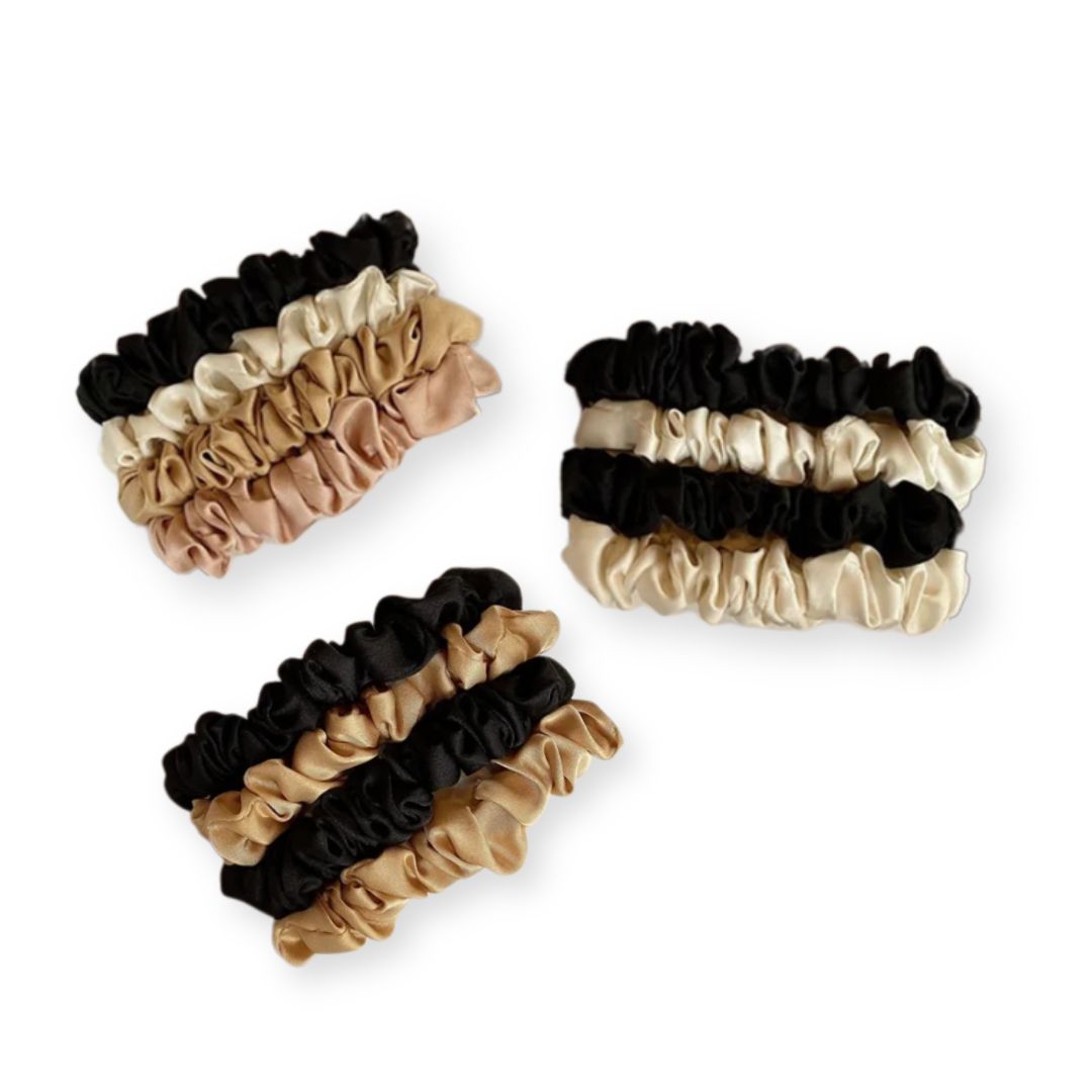 Mini chouchou élastique en soie – Lot de 4 pièces Crèmes 3 - Chic & Coquette