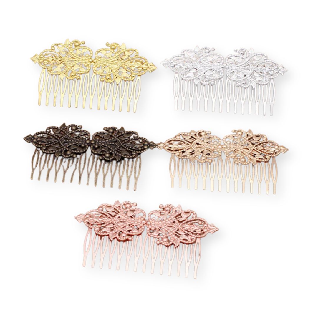 Peigne à cheveux en métal fleurs vintages Argent - Chic & Coquette