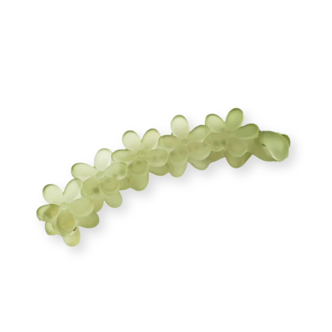 Pince à cheveux banane ornée de fleurs en plastique Vert - Chic & Coquette