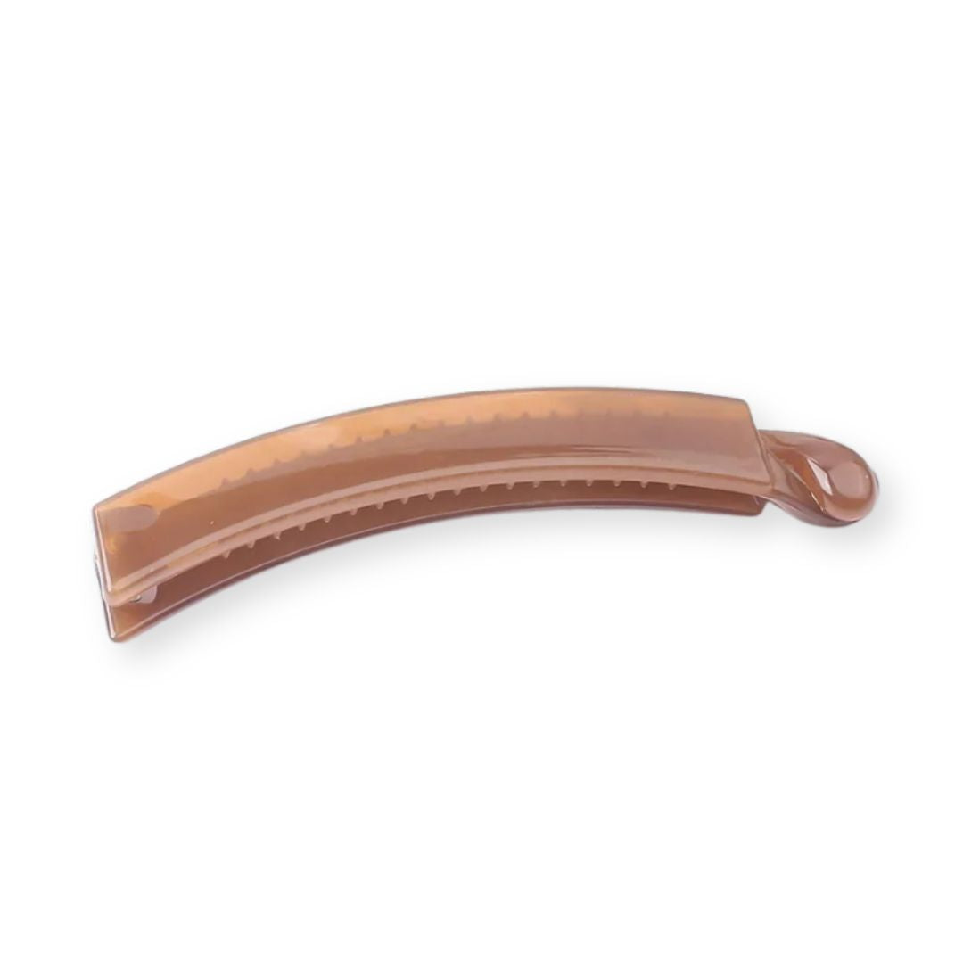 Pince à cheveux banane givrée solide plastique marron - Chic & Coquette