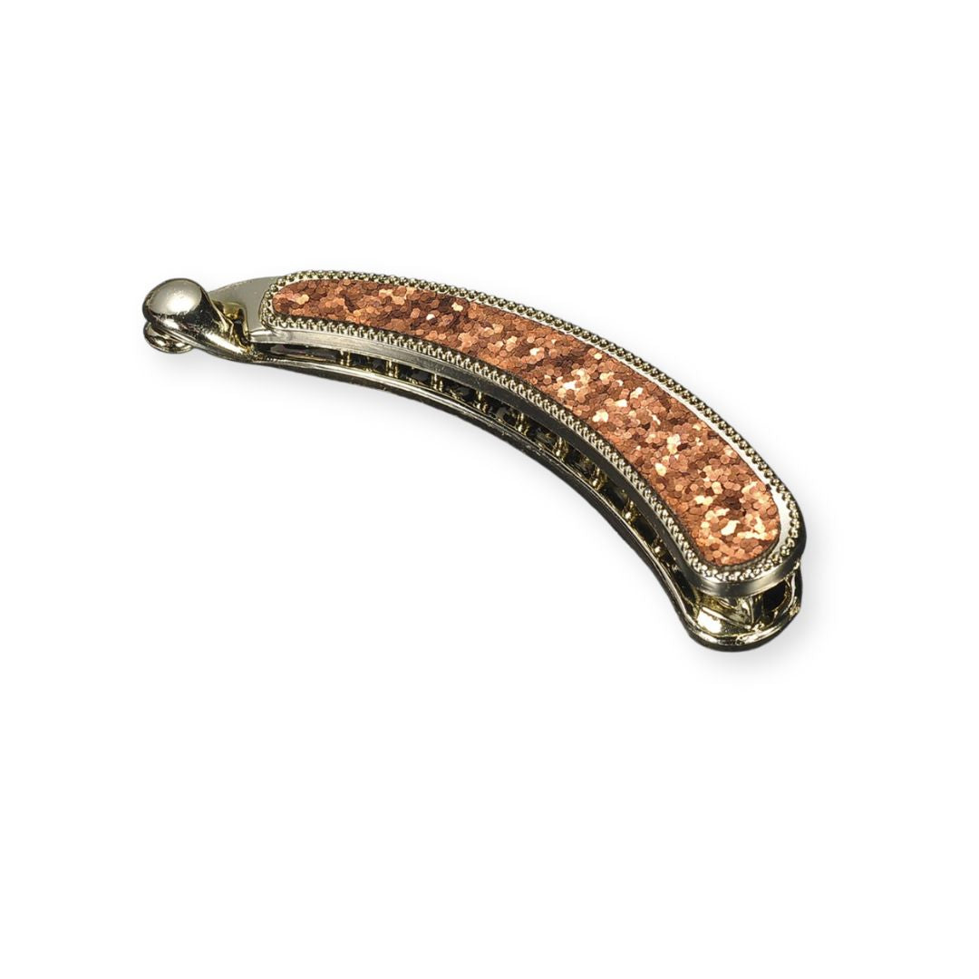 Pince banane ornée de cristaux scintillants – Taille 10 cm Cuivre - Chic & Coquette