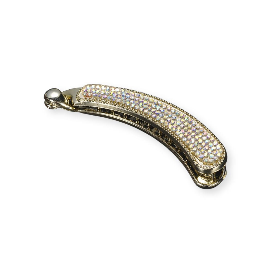 Pince banane ornée de cristaux scintillants – Taille 10 cm Or-Argent - Chic & Coquette