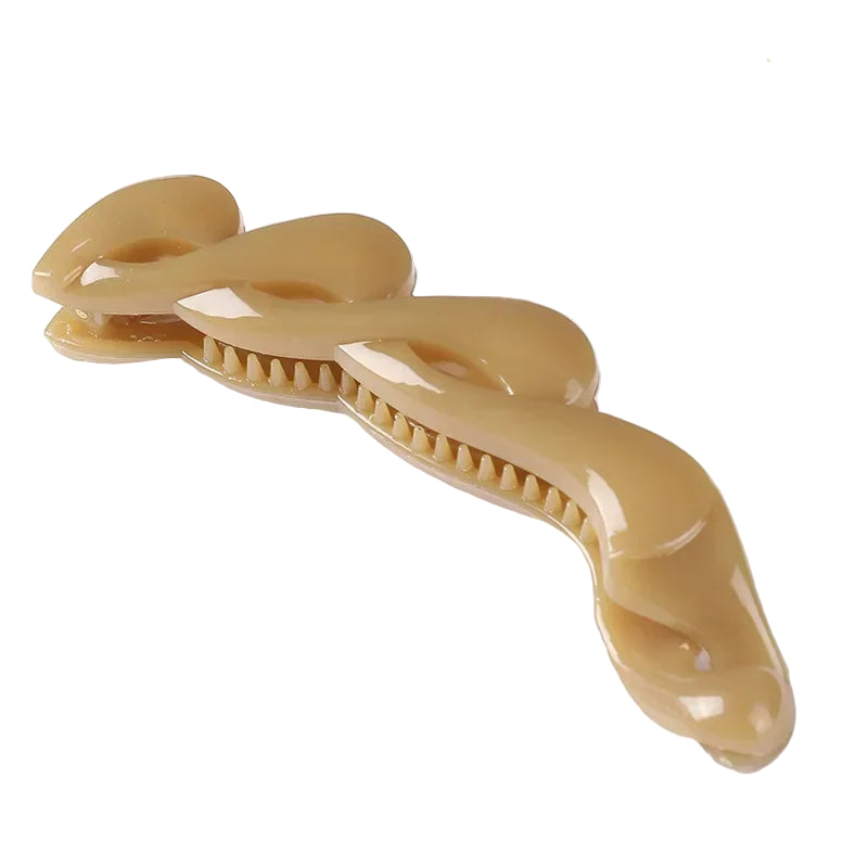 Pince à cheveux banane torsadée brillante en plastique – Coloris chic Marron clair - Chic & Coquette