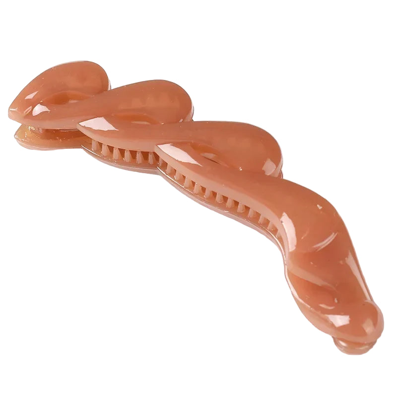 Pince à cheveux banane torsadée brillante en plastique – Coloris chic Orange - Chic & Coquette