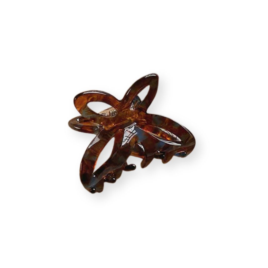 Pince à cheveux crabe en acétate forme papillon Marron clair - Chic & Coquette