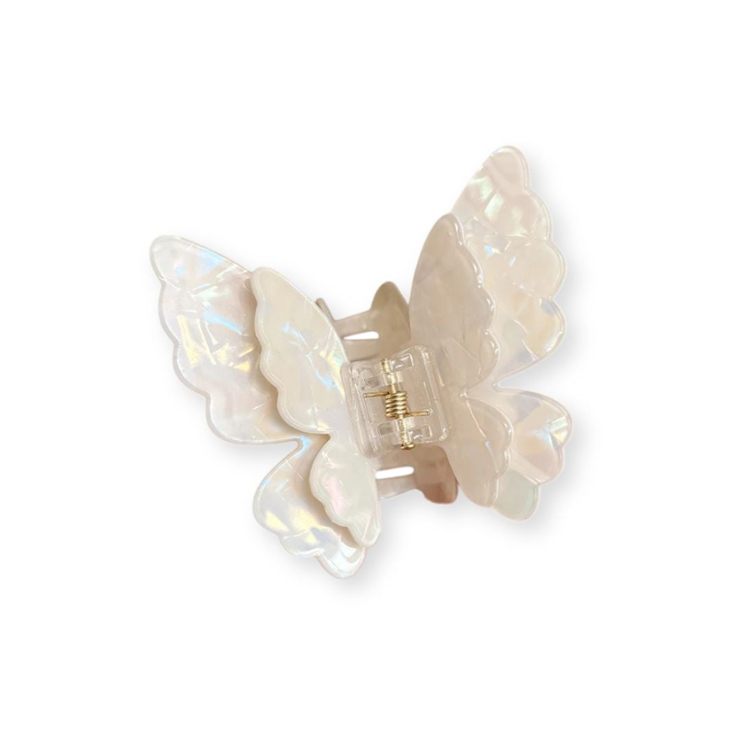 Pince à cheveux papillon en acétate nacré Rose - Chic & Coquette