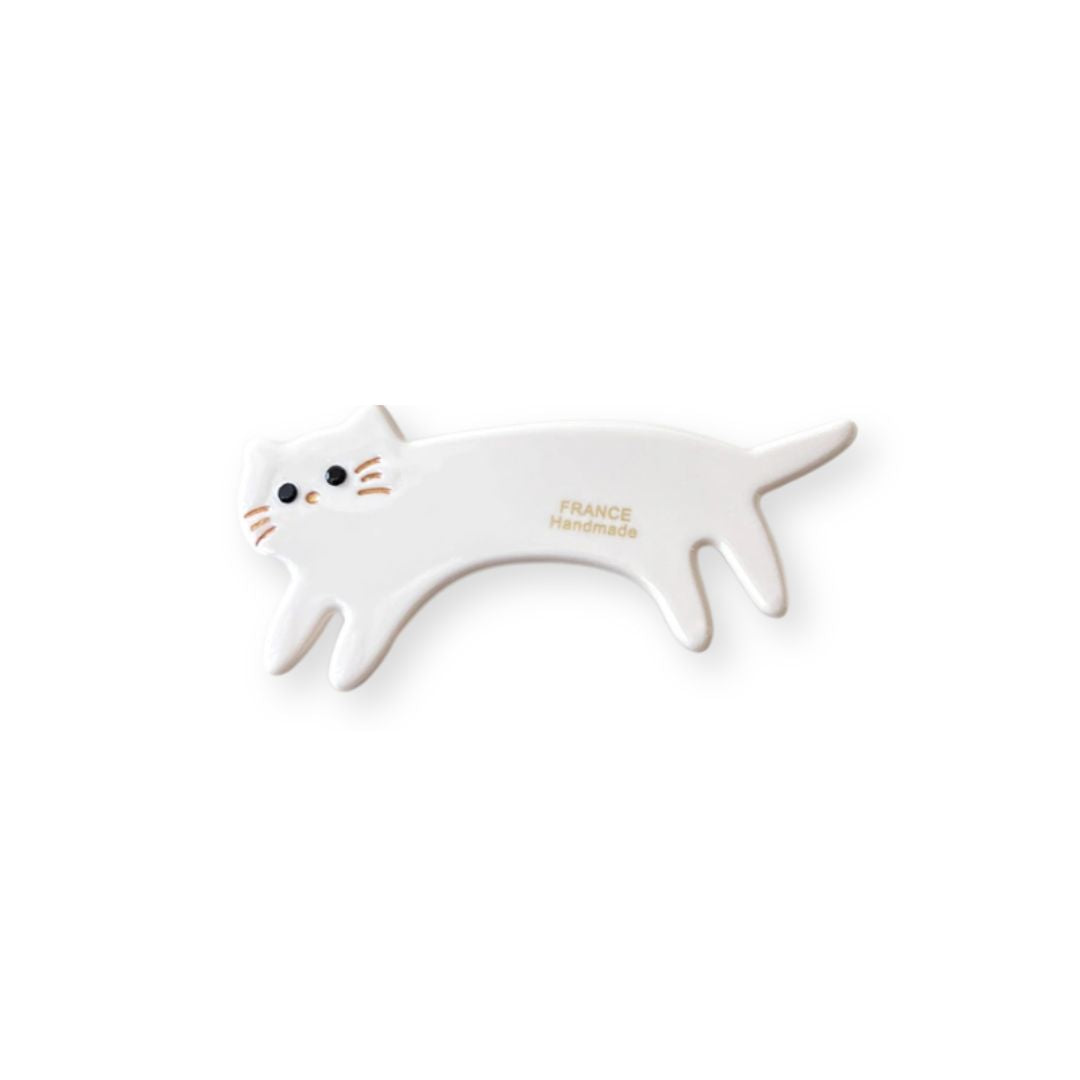 Pince à cheveux petit Chat en acétate Blanc - Chic & Coquette