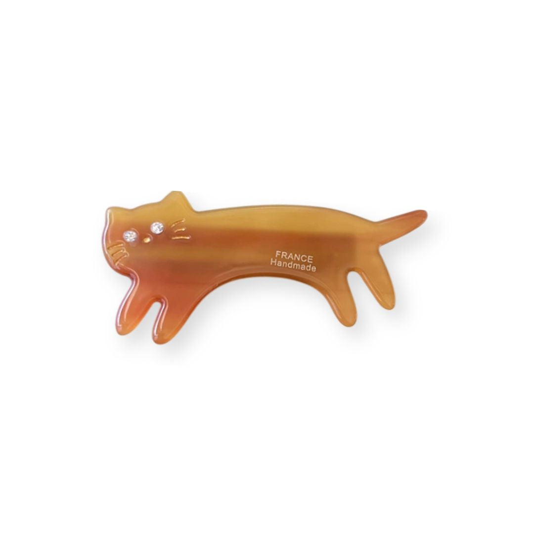 Pince à cheveux petit Chat en acétate Caramel - Chic & Coquette
