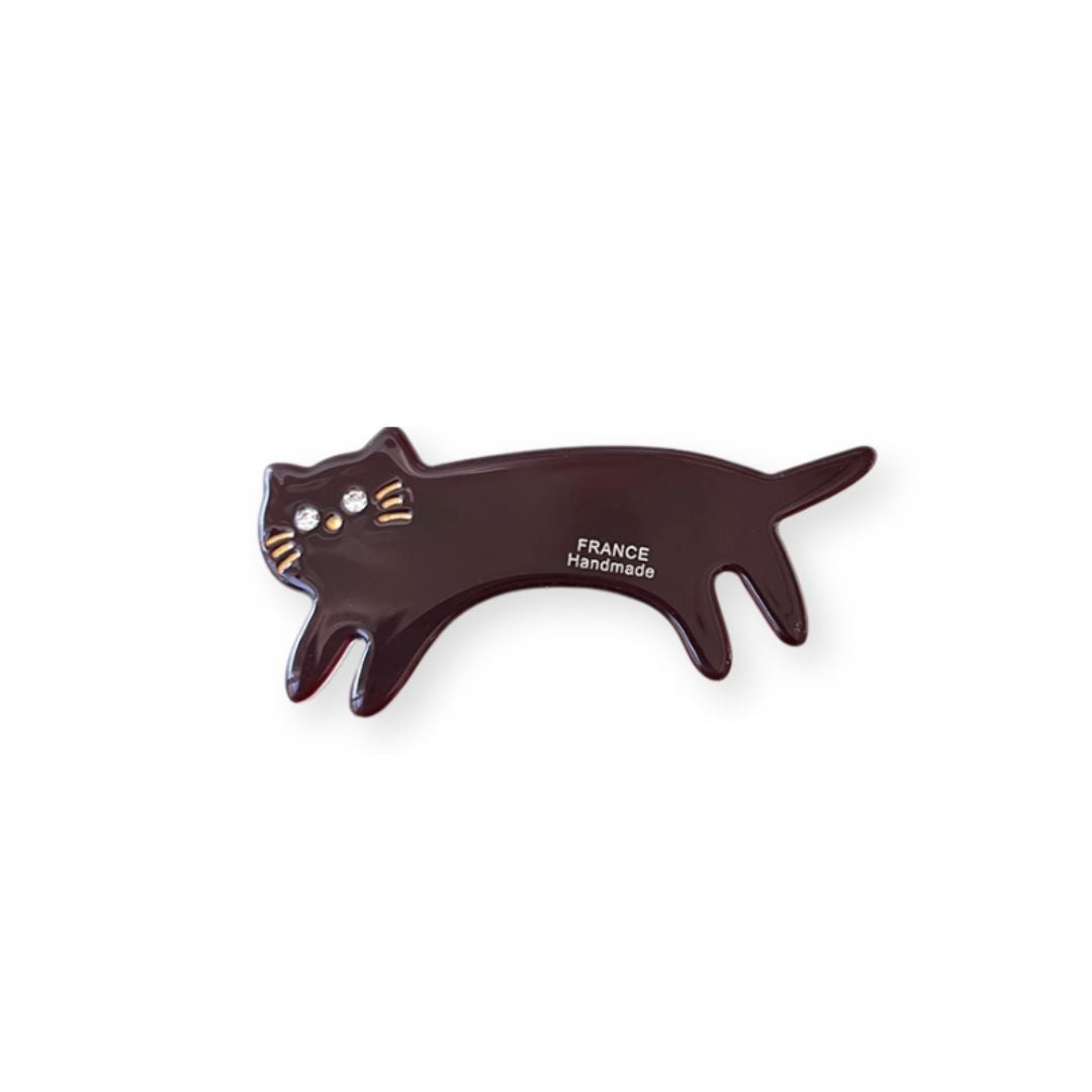 Pince à cheveux petit Chat en acétate Marron - Chic & Coquette