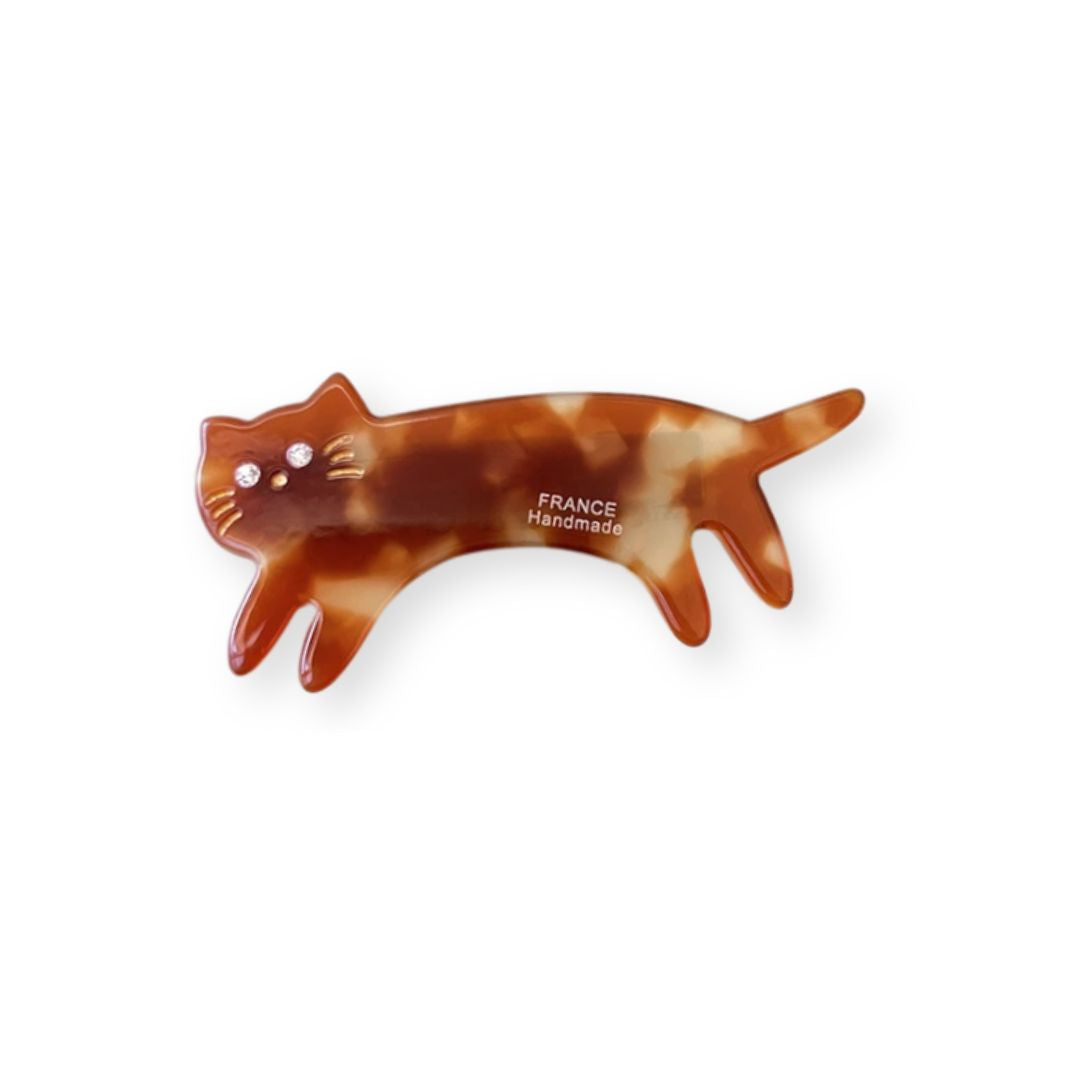 Pince à cheveux petit Chat en acétate tacheté 4 - Chic & Coquette